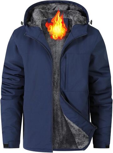 Men's Waterproof Ski Snow Jacket Fleece Lined Warm Winter Rain Jacket with Hood in Saudi Arabia