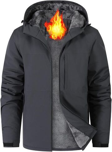 Men's Waterproof Ski Snow Jacket Fleece Lined Warm Winter Rain Jacket with Hood in Saudi Arabia