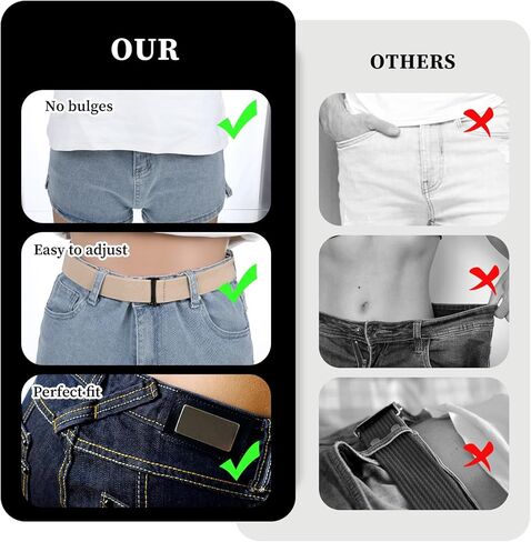 Sibba No Show Stretch Belt for Women 3 PCS Invisible Elastic Waist Belts with Flat Buckle Adjustable Stretchy Belt Women Stretch Waist Tightener Fashion Classic Strap Belts for Jeans Pants Dresses in Saudi Arabia