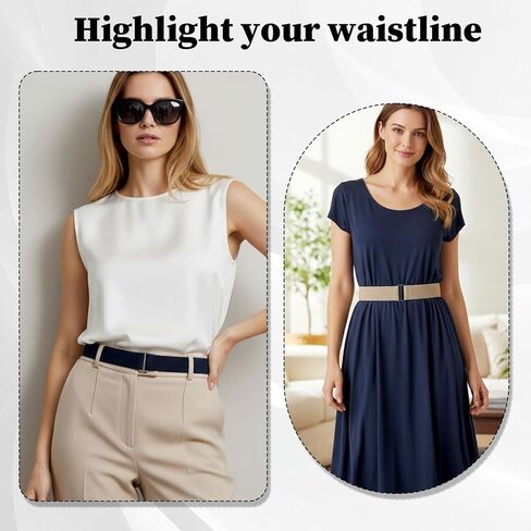 Sibba No Show Stretch Belt for Women 3 PCS Invisible Elastic Waist Belts with Flat Buckle Adjustable Stretchy Belt Women Stretch Waist Tightener Fashion Classic Strap Belts for Jeans Pants Dresses in Saudi Arabia