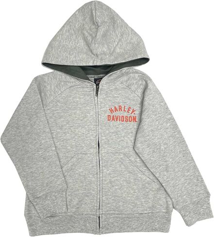 Harley-Davidson Little Boys' Bar & Shield Knit Zip-Up Toddler Hoodie - Gray in Saudi Arabia