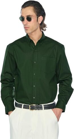 JustBlanks Men’s Dress Shirt Long Sleeve Poplin Button Down Shirts with Pocket Dress Shirt for Mens in Saudi Arabia