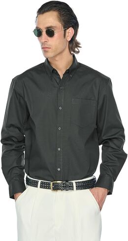 JustBlanks Men’s Dress Shirt Long Sleeve Poplin Button Down Shirts with Pocket Dress Shirt for Mens in Saudi Arabia