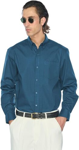JustBlanks Men’s Dress Shirt Long Sleeve Poplin Button Down Shirts with Pocket Dress Shirt for Mens in Saudi Arabia