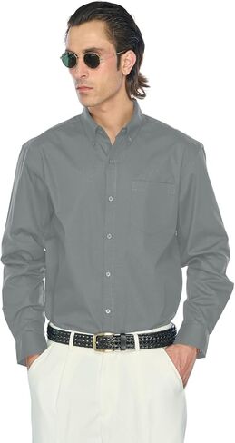 JustBlanks Men’s Dress Shirt Long Sleeve Poplin Button Down Shirts with Pocket Dress Shirt for Mens in Saudi Arabia