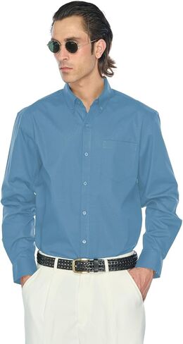 JustBlanks Men’s Dress Shirt Long Sleeve Poplin Button Down Shirts with Pocket Dress Shirt for Mens in Saudi Arabia