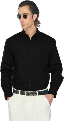 JustBlanks Men’s Dress Shirt Long Sleeve Poplin Button Down Shirts with Pocket Dress Shirt for Mens in Saudi Arabia