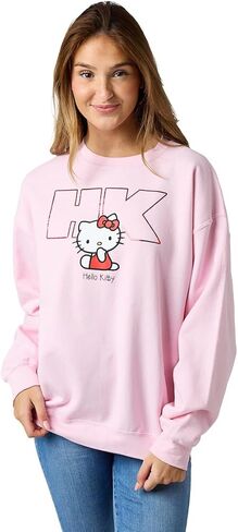 Hello Kitty HK Logo Women's Pink Crew Neck Long Sleeve Sweatshirt in Saudi Arabia