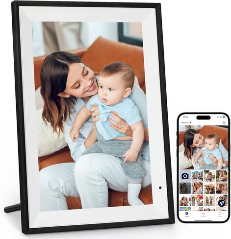 WiFi Digital Picture Frame, 10.1 Inch Digital Photo Frame with1280x800 IPS LCD Touch Screen, 32GB Storage, Auto-Rotate Photo Frame Share Your Photos and Videos via AiMOR App, Black in Kuwait