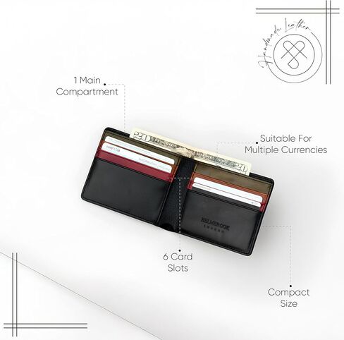محفظة رجالية، حجب RFID بسيط ورفيع، جلد محبب بالكامل ثنائي الطي يدويًا، 6 فتحات للبطاقات، صندوق هدايا وحقيبة، عيد الميلاد وأعياد الميلاد، أزرق داكن (ألوان إضافية) in Kuwait