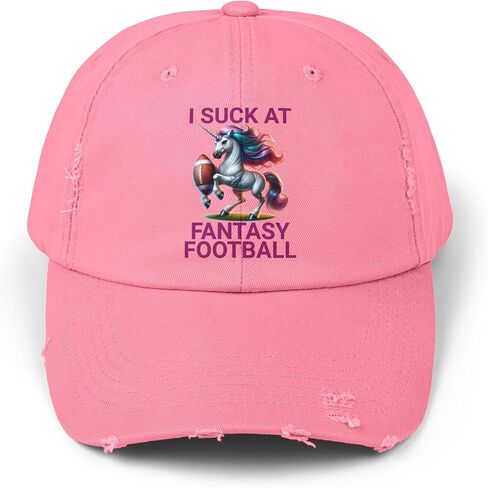 Distressed Baseball Cap – I Suck at Fantasy Football Hat Unicorn Graphic – Loser Hat, Funny Cap, Draft Parties, Football Fans in Saudi Arabia