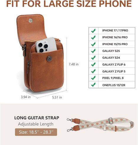 حقائب كروس صغيرة من GEMIU للنساء، محفظة للهاتف الخلوي من الجلد النباتي مع محفظة RFID وفتحات للبطاقات in Kuwait