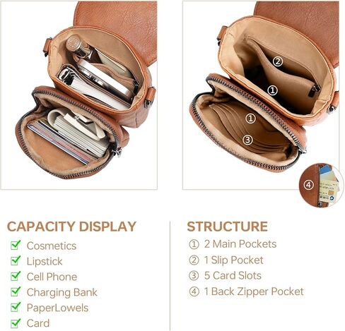 حقائب كروس صغيرة من GEMIU للنساء، محفظة للهاتف الخلوي من الجلد النباتي مع محفظة RFID وفتحات للبطاقات in Kuwait