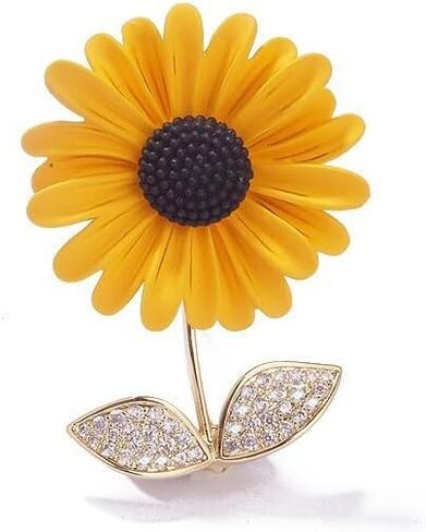 Yellow Sunflower Brooch For Women Lady Rhinestone Plant Flower Brooch Clothes Collar Dress Scarf Decoration Lapel Pin Jewelry in Saudi Arabia