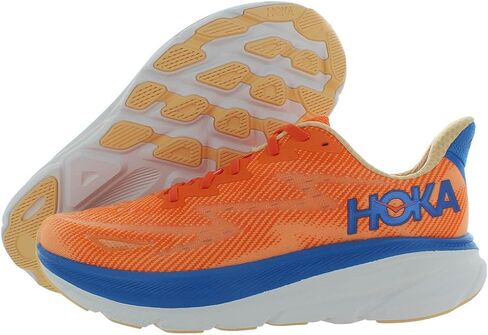 HOKA Clifton 9 Mens Shoes Size 10, Color: Vibrant Orange/Impala in Saudi Arabia