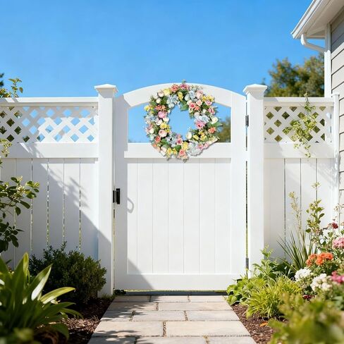 16 Inch Wreath - Artificial Spring Wreaths for Front Door - Spring Summer Flower Wreaths wirh Rose and Hydrangea - Floral Wreath for All Seasons Door Wall Window Festival Farmhouse in Saudi Arabia
