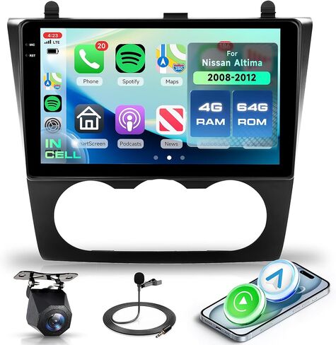 2+64G Android Car Stereo for Nissan Altima Teana 2008-2012 with Wireless Carplay Android Auto Car Radio, 9’’ Touchscreen Head Unit with Bluetooth GPS WiFi Mirror Link FM/RDS EQ Backup Camera SWC in Saudi Arabia