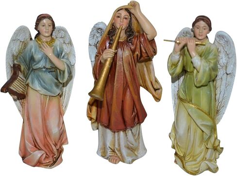 5" Angel Playing Musical Instruments Nativity Figures Christmas Decor Village Accessories Set of 3 in Saudi Arabia