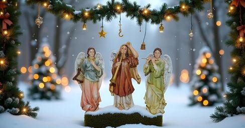5" Angel Playing Musical Instruments Nativity Figures Christmas Decor Village Accessories Set of 3 in Saudi Arabia