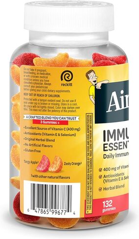 Airborne 400mg Vitamin C Gummies for Adults & Children, Immune Essentials Daily Immune Support Supplement with Powerful Antioxidants Vitamins C & E Plus Selenium - 132 Gummies, Orchard Fruit Flavor in Saudi Arabia
