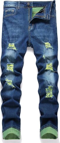 Homllyer Men's Ripped Jeans Stretch Skinny Jeans for Men,Slim Fit Denim Pants in Saudi Arabia