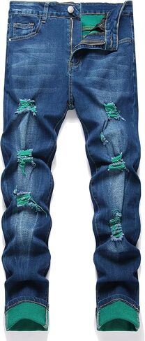 Homllyer Men's Ripped Jeans Stretch Skinny Jeans for Men,Slim Fit Denim Pants in Saudi Arabia