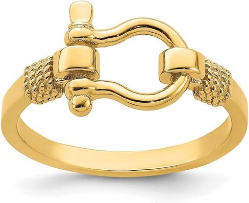 Sonia Jewels Real 14k Yellow Gold Shackle Rope Edge Ring Band (Size 7) in Saudi Arabia