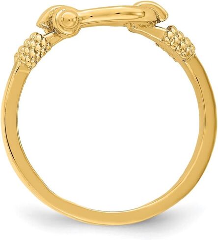 Sonia Jewels Real 14k Yellow Gold Shackle Rope Edge Ring Band (Size 7) in Saudi Arabia