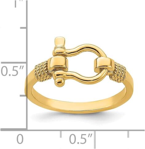 Sonia Jewels Real 14k Yellow Gold Shackle Rope Edge Ring Band (Size 7) in Saudi Arabia