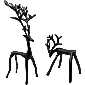 Set of 2 Black Reindeer Christmas Decor, Christmas Decorations, Metal Reindeer Statues, Black Metal C-hristmas R-eindeer Figurine, Ideal for Mantel Living Room Bedroom Office in Saudi Arabia