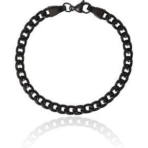 Lucky Brand Men’s Stainless Steel 8MM Figaro Bracelet - Black Plated Durable Chain Link Jewelry in Saudi Arabia