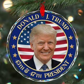 Trump Christmas Ornaments 2025 - Donald Trump Ornament - Glass Christmas Tree Decoration - 45-47 President Donald Trump Merchandise Supporters (White) in Saudi Arabia