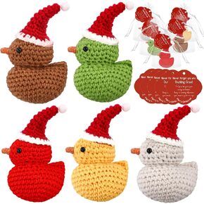 5 Sets Christmas Crochet Ducks Gifts Bulk for Coworkers Employee Staff Duck Crochet Animals with Inspirational Cards Bags Christmas Mini Gifts for Coworkers Stocking Stuffers in Kuwait