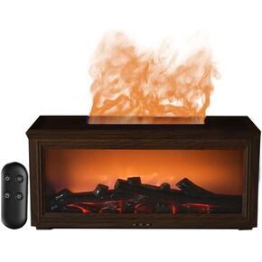 Essential Oil Diffuser with Realistic Fireplace Flame Effect Wood Grain, Portable 280ml Ultrasonic Aromatherapy Humidifier, Adjustable Mist & Timer Super Quiet (Light Brown) in Saudi Arabia