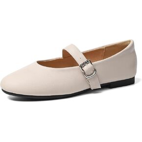 Comfortable Mary Jane Ballet Flats, Round Toe Wide Flats for Women with Adjustable Strap for Dressy Office Wear in Kuwait
