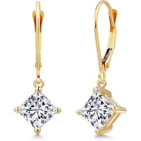 أقراط Gem Stone King 2.00 Cttw IGI المعتمدة من Lab Grown Diamond المتدلية للنساء من الذهب الأصفر عيار 14 قيراط | 1 قيراط لكل قطعة أميرة | وضوح VS1 | اللون E-F in Saudi Arabia