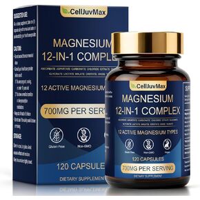 Magnesium 12-in-1 Complex Supplement – 700mg High Absorption Magnesium Glycinate, Citrate, Malate & Taurate Blend for Muscle, Nerve, Sleep Support – 120 Vegan Capsules for Women & Men (1) in Saudi Arabia