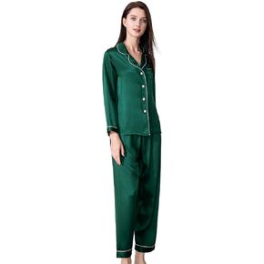 LEPTON 100% Mulberry Silk Long Sleeve Pajama Set in Kuwait