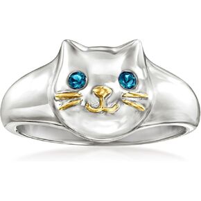 Ross-Simons London Blue Topaz Sterling Silver Cat Ring With 18kt Gold Over Sterling in Saudi Arabia