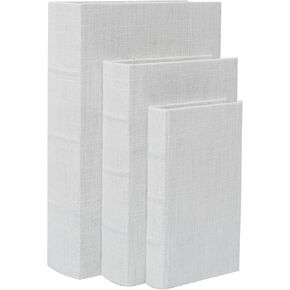 SwallowLiving Set of 3 Linen Decorative Book Boxes with Hidden Storage – Modern Neutral Linen Fabric Faux Books for Shelf Decor, Living Room, Coffee Table, Office(S/M/L) in Saudi Arabia