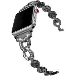 Glitter Metal Band Compatible with Apple Watch 38mm 40mm 41mm 42mm 44mm 45mm 46mm 49mm, Diamond Bracelet Stainless Steel Replacement Strap Compatible with iWatch Ultra 3 Series 11 10 9 SE 8 7 6 5 4 3 in Saudi Arabia