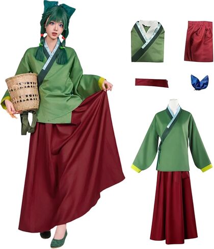 CR ROLECOS The Apothecary Diaries Maomao Cosplay Costume Maomao Dress Green Hanfu Uniform Kimono for Halloween in Saudi Arabia