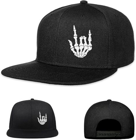 Negi Classic Skull Rose Snapback Hats for Men Unisex Mens Flat Bill Hats Brim Adjustable Baseball Cap Black Fitted Hat for Outdoor Grill Fisherman in Saudi Arabia
