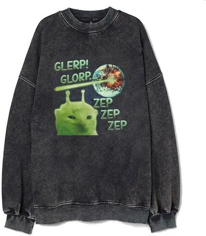 قميص Bellelement Glerp Glorp Alien Cat Meme قميص مضحك على شكل قطة سخيفة قميص قطة in Kuwait