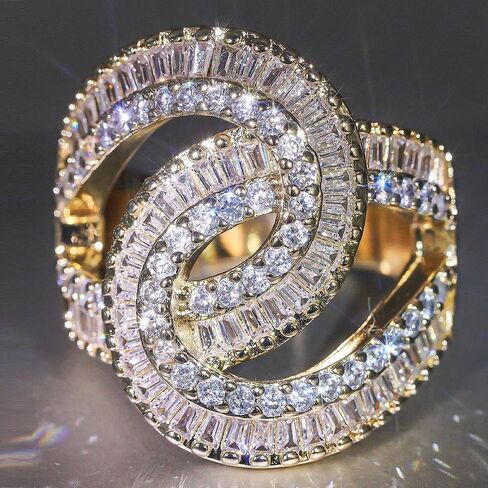 Intricate Twisted Mixed Shape Cubic Zirconia Ring for Women in Saudi Arabia