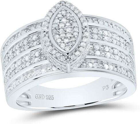 Jewels By Lux Sterling Silver Yellow-Tone or White-Tone 1/2 Ctw Natural Diamond Marquise Ring, Womens Size: 5-9 in Saudi Arabia