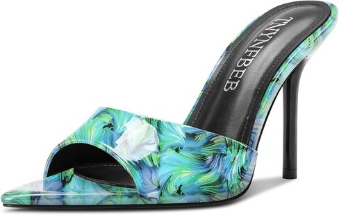 TNYNFBEB Womens Stiletto High Heel Open Pointed Toe Sandals Mules Shoes Slip-on Slingback Prom Party Dress Cute Summer 3.9 Inches Heels in Saudi Arabia