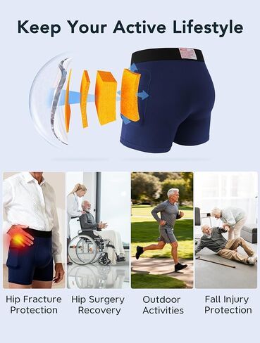 TIICHOO Men's Hip Protector Underwear Fall Injury Prevention Hip Pads for Seniors Cotton Boxer Briefs in Saudi Arabia