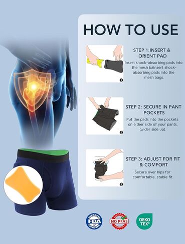 TIICHOO Men's Hip Protector Underwear Fall Injury Prevention Hip Pads for Seniors Cotton Boxer Briefs in Saudi Arabia
