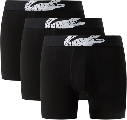 Lacoste mens Cotton Stretch Big Croc Print Boxer Briefs, 3-pack (Amazon Exclusives) in Saudi Arabia